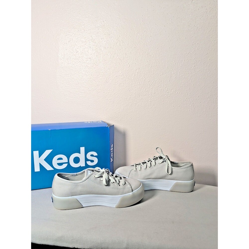 Keds Women's Triple Up Platform Sneakers - White & Gray Canvas Fashion Size 10 - Picture 5 of 12